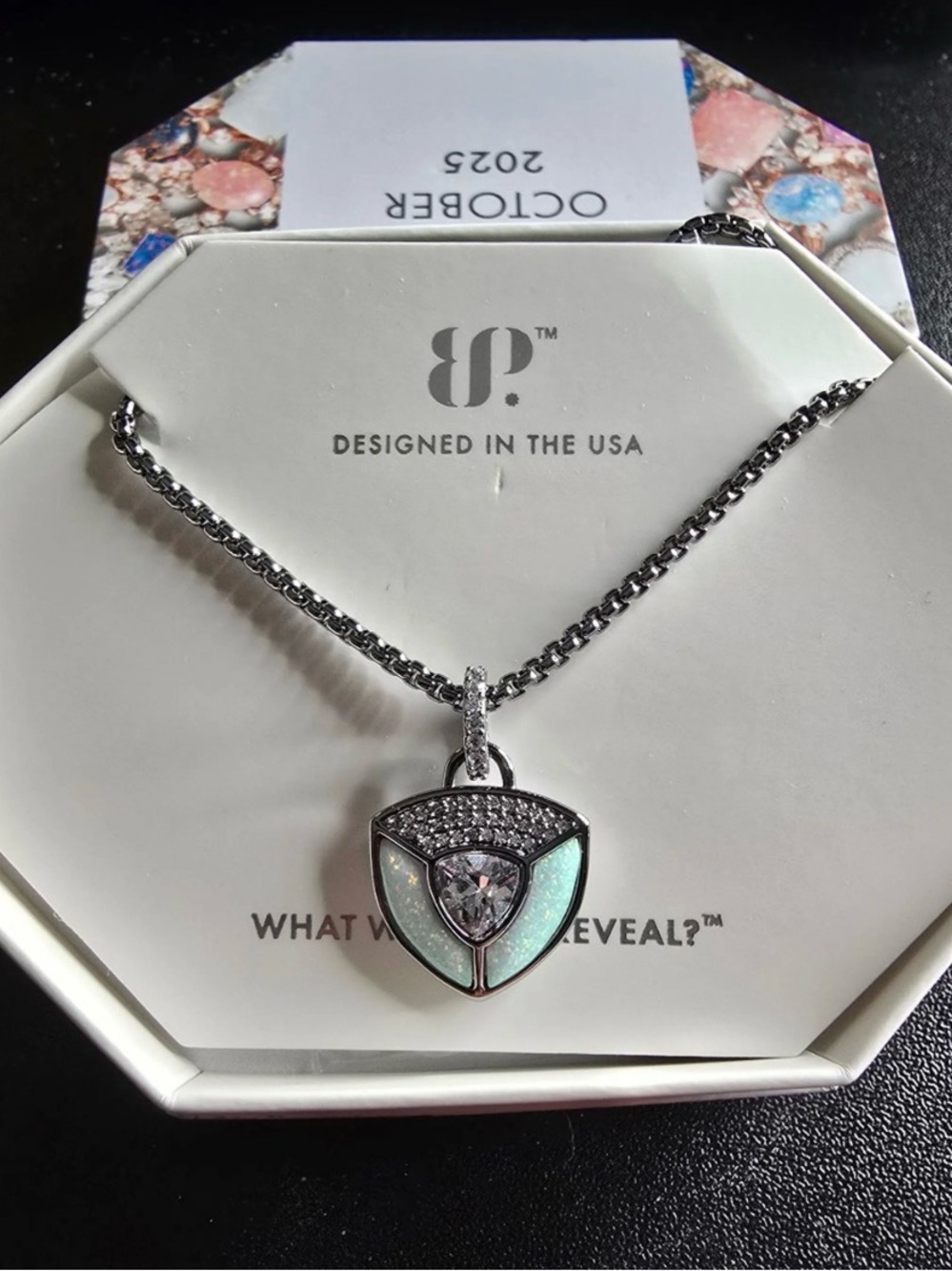 Bomb Party October 2025 Opal and hematite necklace